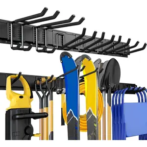 48" Garage Tool Organizer Wall Mount, 440lbs Garden Garage Storage Organization with Adjustable Heavy Duty Hanging Hooks, Yard Rack Hanger System Shovel Rake Broom Ladder Holder, Men Gift