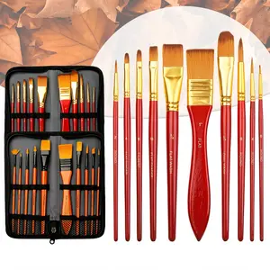 10-Piece Acrylic Painting Brush Set with Nylon Brushes, Ideal for Watercolor Oil and Gouache, Includes Portable Storage Case
