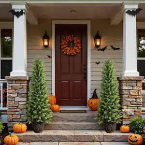 The King of Christmas trees 2/3/4/5FT 2 Pack Artificial Cypress Trees Tower Shaped False Needles with Realistic Textured Leaves UV Resistant Christmas Tree suitable for outdoor/indoor decoration