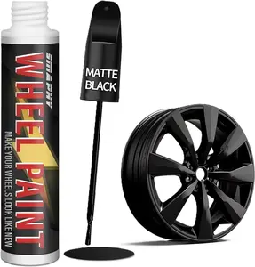 Matte Black Rim Touch Up Paint, Matte Black Paint Pen for Metal, Enamel, Car Wheel Scratch Flat Black Wheel Paint Pen, Universal Satin Matte Black for rims, Black Car Rim paint for Wheel Curb Rash, Scratches
