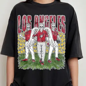 Vintage 90s Los Angeles Baseball Team Skeleton Style Crewneck Shirt, Retro Angels Baseball Team Tee, Gift For Baseball Fans