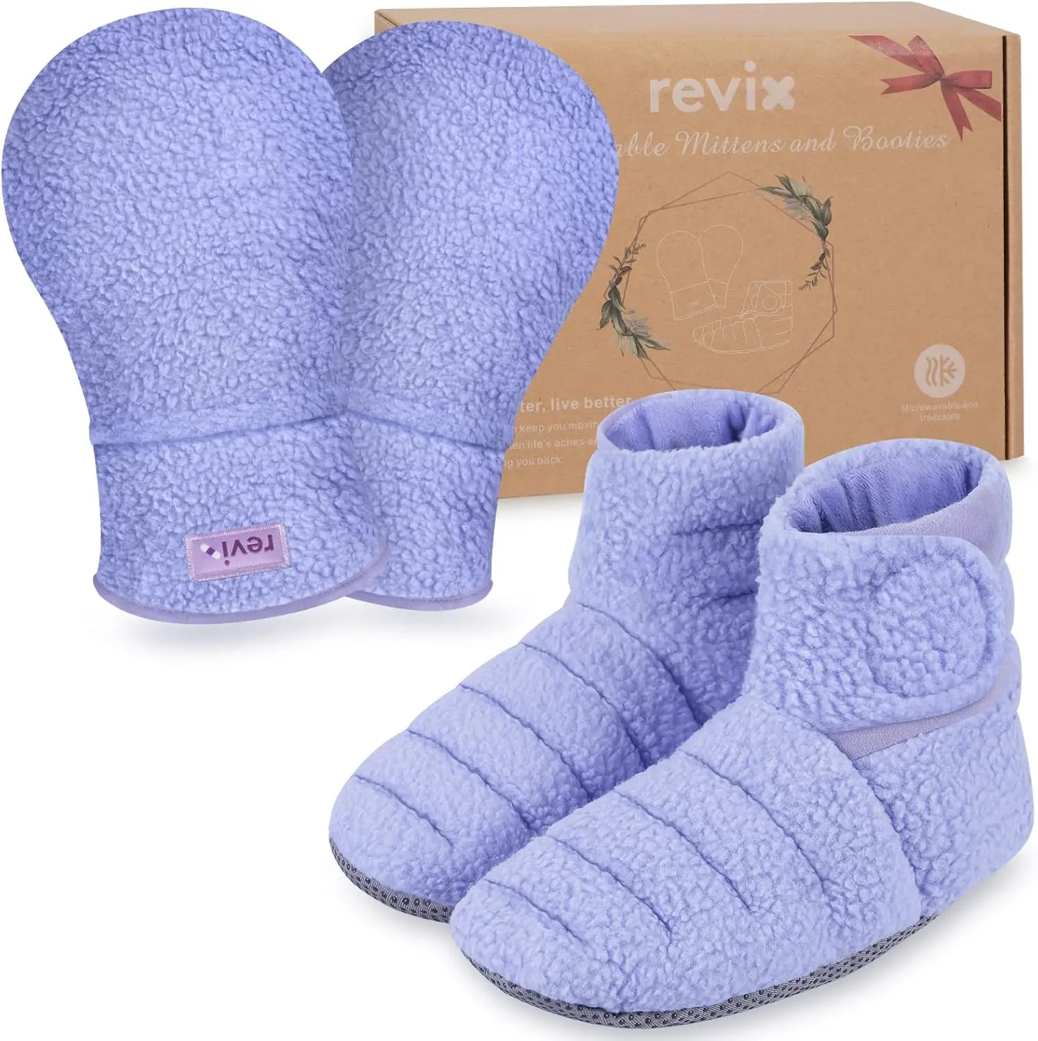 REVIX Microwavable Heating Mittens and Booties, Microwavable Feet Warmers and Reusable Hand Muff for Hand and Fingers, Foot Warmer for Women & Men, Cold Hands and Feet Relief