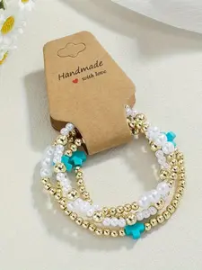 4-piece set of cross beaded pearl bracelets, suitable for parties, dating, and daily wear, perfect as a gift for others, Elegant Jewelry Bracelet, Beautiful bracelets
