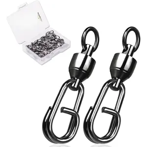 Ball Bearing Fishing Swivels Snaps with Oval Split Rings, Power Snaps Quick Change Fishing Lure Rings Connector