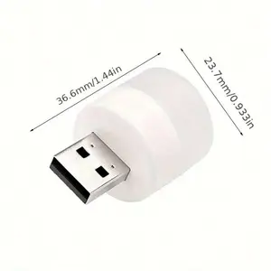 10Pcs Mini USB Night Light Warm White Eye Protection Book Reading Light USB Plug Computer Mobile Power Charging LED Night Lamp Christmas Gift, Compact, Portable USB Night Light Car Portable Light