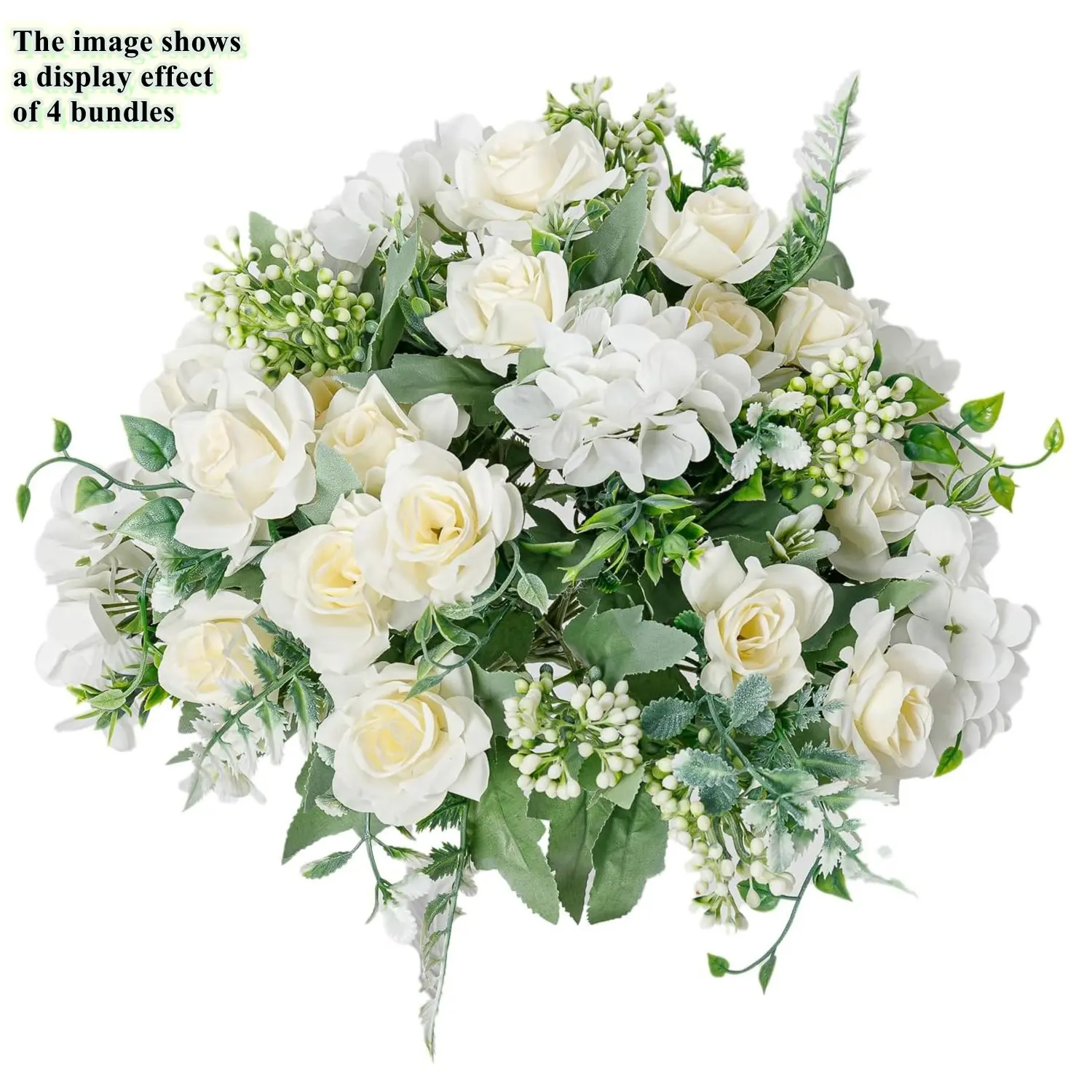 4pcs artificial flower, Artificial Roses Bouquet, White hydrangea gardenia flower, UV resistant, suitable for wedding, Indoor and outdoor, home, various holiday decoration, Artificial Flower Decorations, Decorative Flowers