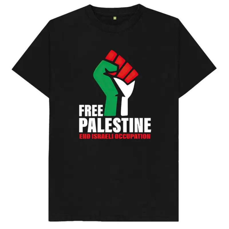 Women's Plus Size "Free Palestine End Israeli Occupation" Graphic T-Shirt - 100% Cotton, Short Sleeve, Comfy Everyday Fit Casual T-Shirt Piece with Stylish Design, Tshirt, Top