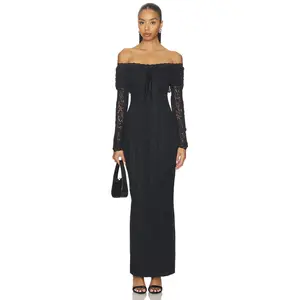 MORE TO COME Annabelle Off Shoulder Maxi in Black