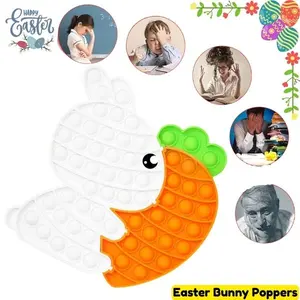 Easter Bunny Pop Bubble Fidget Toy – Bunny Carrot Sensory Popper for Kids & Toddlers, Puzzle Fidget Toy, Easter Basket Stuffers & Easter Gifts for Girls & Boys