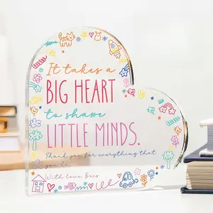 Teacher Appreciation Gift for Women Thank You Teacher Retirement Graduation Gifts First Day of School Thank You Paperweight Acrylic Keepsake for Office Classroom(Never Be Erased,4 Inch)