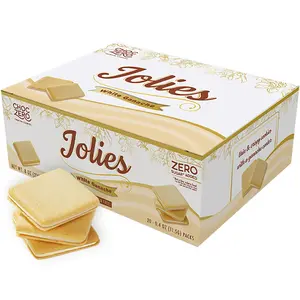 ChocZero Chocolate Cookies, White Chocolate Jolies – Gluten Free, No Added Sugar, 20 Crispy Chocolate Filled Keto Cookies Per Box, 8 Ounce