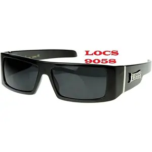 AUTHENTIC LOCS 9058 Rectangular Gangster Black Shades Designer Sunglasses Dark Does not apply