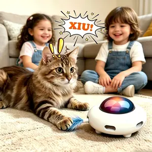 "best cat toys for bored indoor cats，Automatic Kitten Toy，Moving Feather Toys for All Breeds，USB Charge Automatic Kitten Toys,White，double the fuun for your cat -UFO"