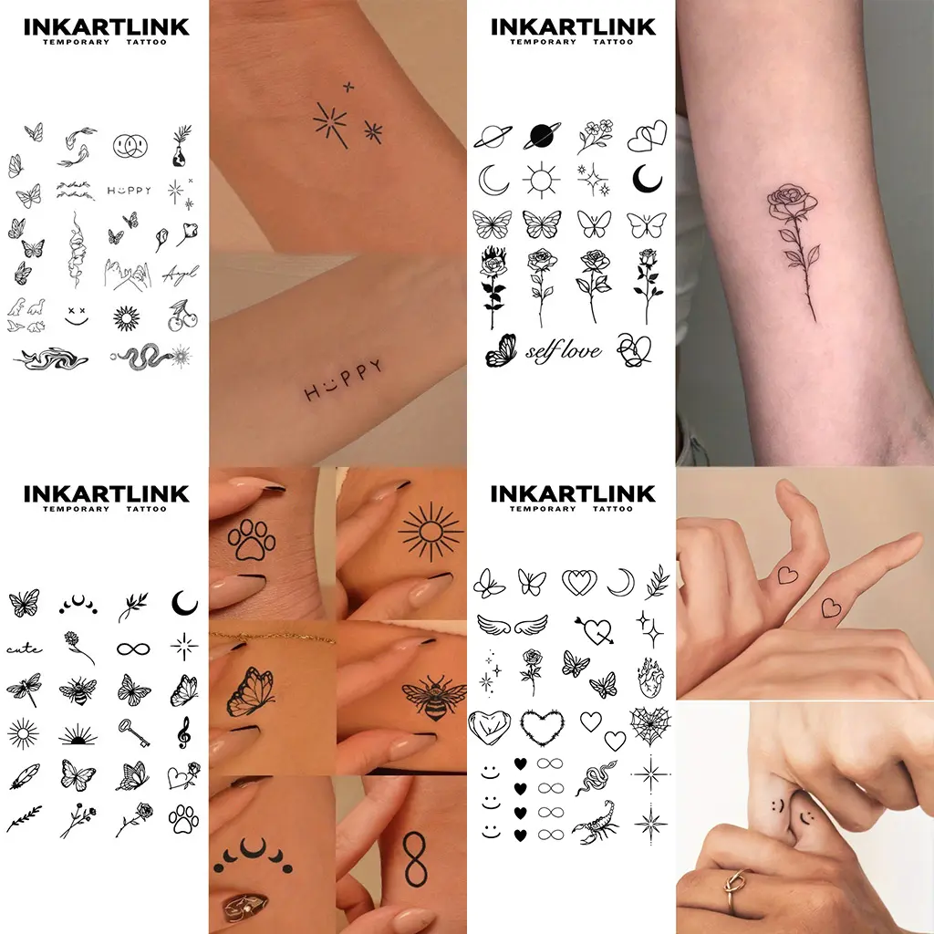 INKARTLINK Tattoo Tech, 2 Sheets Semi-Permanent Temporary Tattoos, Star And Butterfly, Adult Art Design,Lasts 1-2 Weeks, Waterproof, Realistic Look, No Adhesive, No Reflection,For Man And Woman,Ideal for Swimming, Party, Temporary Fake Tattoo, Waterproof