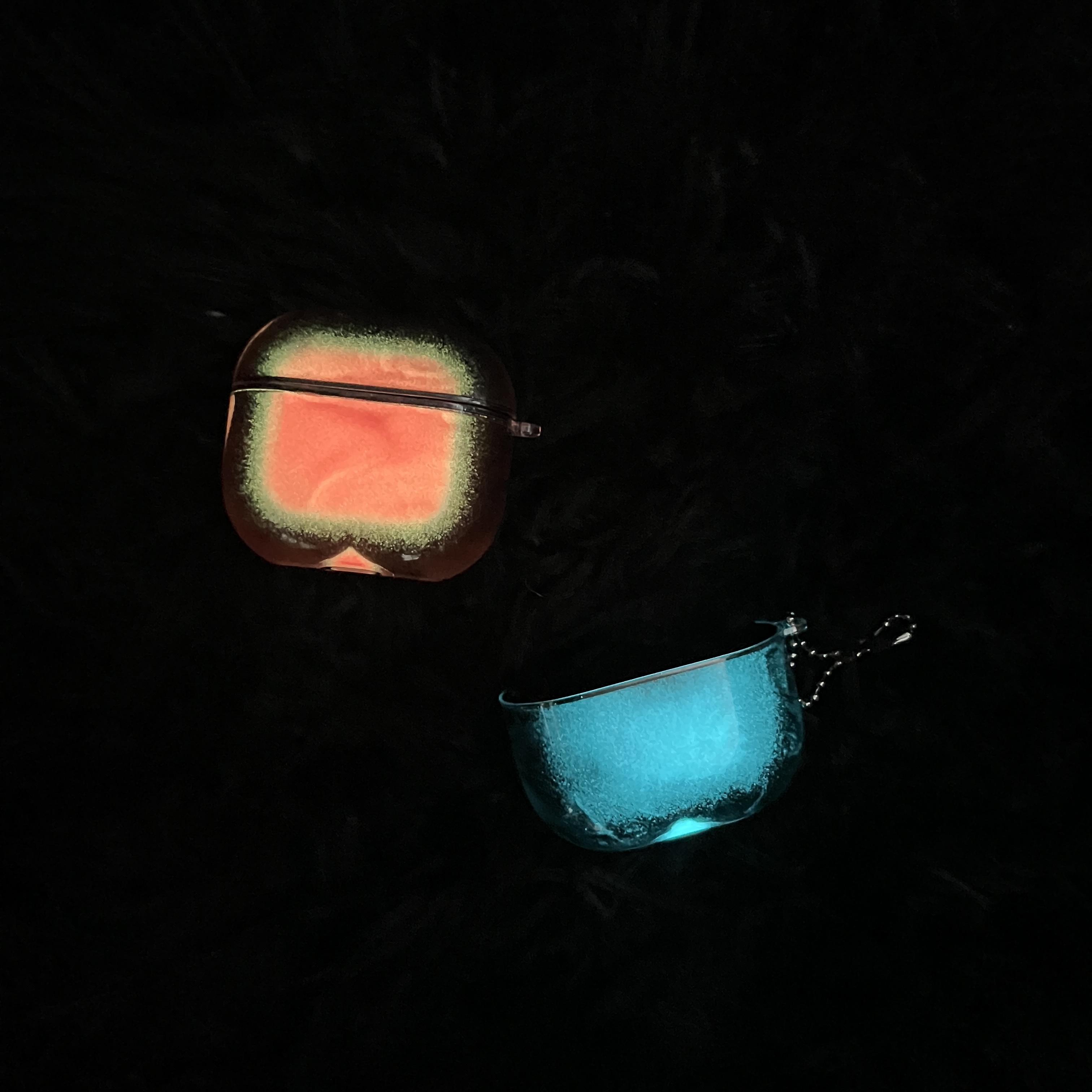 HISTORYOO Luminous Quicksand for AirPod Case for AirPods 4 3 2 1 Pro 3 Pro 2/1 For Apple Earbud Cover Shock Absorbing Enhanced Protective Cute Sparkle Glow-in-The-Dark Liquid Glitter Funny Hard Clear Night Glowing Sand Earphone Case Detachable Keychain