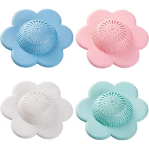 Hair Catcher  Hair Stopper Shower Drain Covers with Suction Cups Suit for Bathroom Bathtub and Kitchen 4 Pack