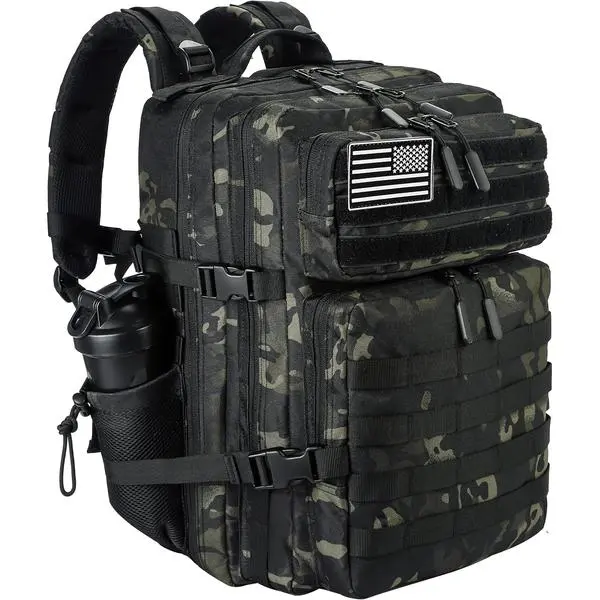 LHI Military Tactical Backpack for Men and Women 45L Army 3 Days Assault Pack Bag Large Rucksack with Molle System Olive Green
