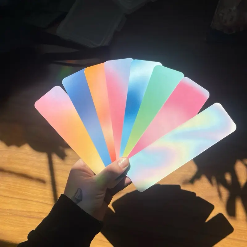 Gradient Swirl Bookmark Set - Handmade Spring Floral Double-Sided Laminated Bookmark, 2" x 7", Assorted Colors, Durable Cardstock