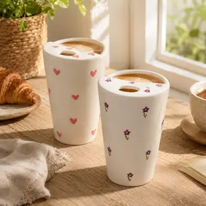 Travel Mug with Sip Hole Safe Non Toxic Glaze Microwave Dishwasher Safe Unique Gift for Coffee and Tea Lovers Perfect Ceramic Coffee Cup to Go   Tumbler