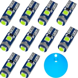 Ice Blue T5 37 74 2721 PC74 PC37 LED Bulb, 3030 Chips Super Bright 12 Volt Replacements, Interior Dome Map Dashboard Indicator Instrument Panel Gauge Cluster Lamp Lights (Pack of 10)