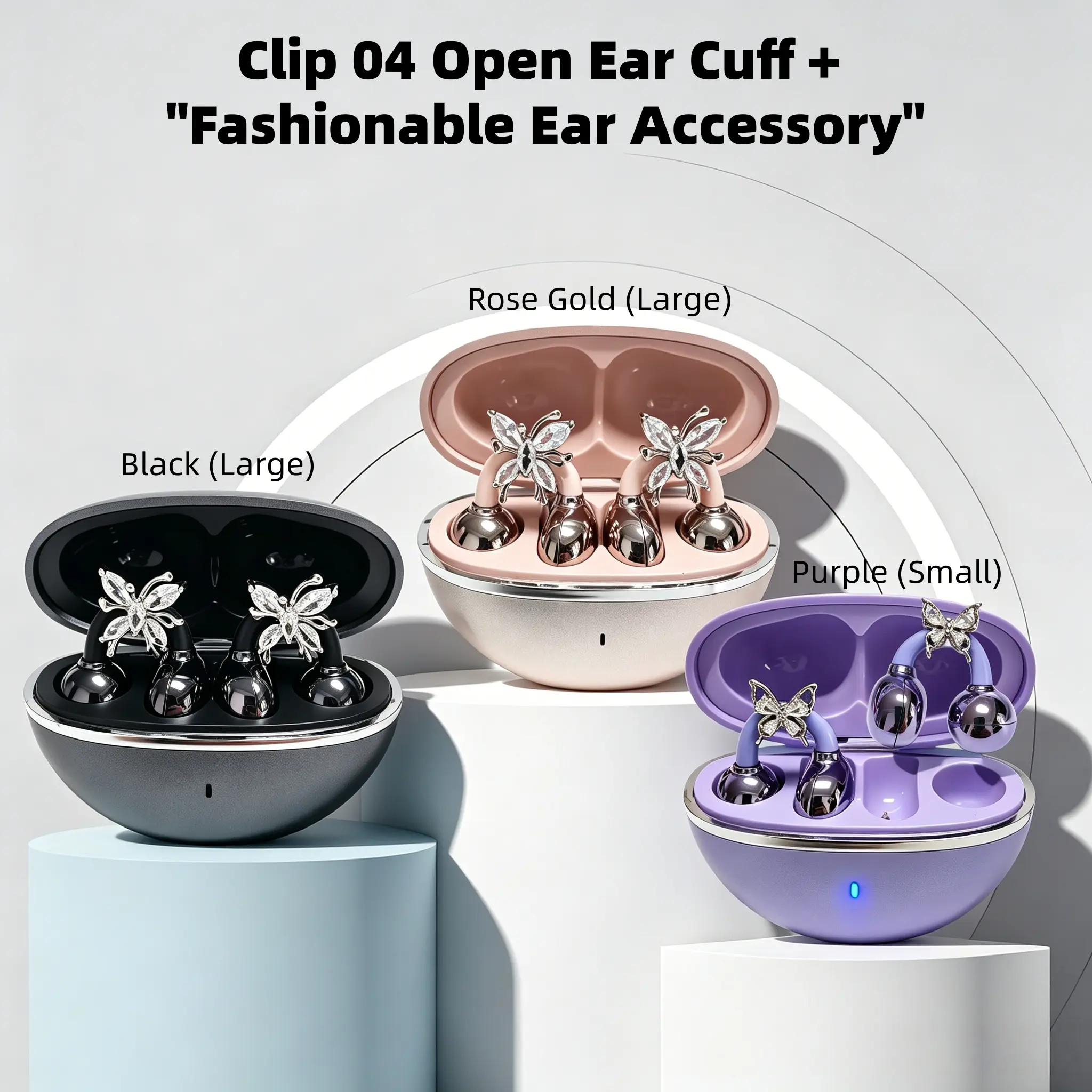 Fluffdrip Clip 04 Sparkly Butterfly Ear Cuffs - Lightweight Wireless Earbuds with Stable Connection, Open-Ear Bluetooth Clip-On Headphones. Stylish Coquette Y2K Jewelry, Ideal Gifts for Women & Perfect for Outdoor Use#SummerWins #DealsForYouDays