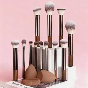 Makeup Brush Set with Storage Bag, 15pcs/set Professional Makeup Brush & Sponge Set, Multifunctional Makeup Tool for Women & Girls