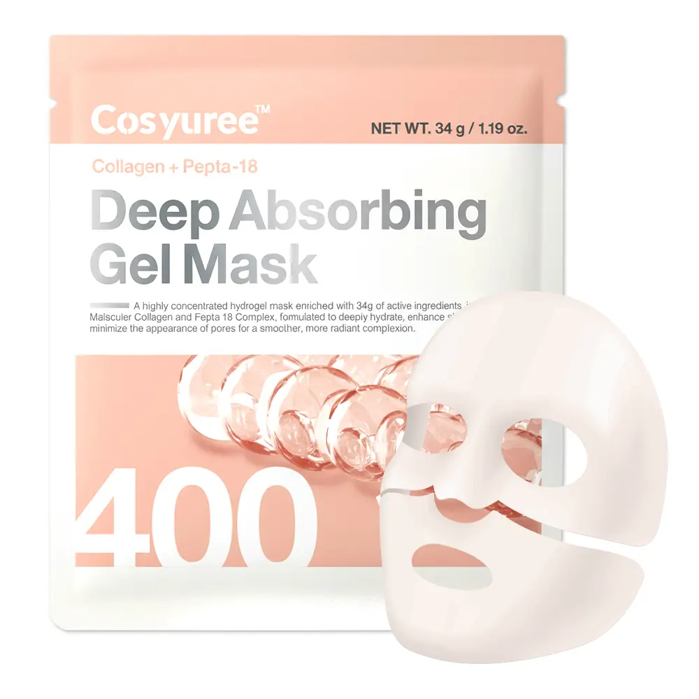 [Cosyuree] Collagen + Peptide Deep Absorbing Gel Mask｜ Hydrating & Firming Overnight Premium Facial Mask ｜Anti-aging & Brightening – Korean Vegan Skin Care (4 pack)
