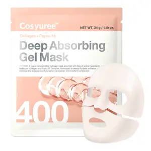 [Cosyuree] Collagen + Peptide Deep Absorbing Gel Mask｜ Hydrating & Firming Overnight Premium Facial Mask ｜Anti-aging & Brightening – Korean Vegan Skin Care (4 pack)