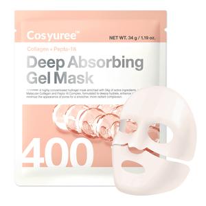 [Cosyuree] Collagen + Peptide Deep Absorbing Gel Mask｜ Hydrating & Firming Overnight Premium Facial Mask ｜Anti-aging & Brightening – Korean Vegan Skin Care (4 pack)