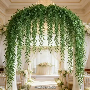 20/60/100 Pcs Artificial Willow Leaf Vines, Evergreen Hanging Vines. Thick leaves with clear textures, perfect for upgrading home and outdoor decor. Ideal for summer decoration, wedding arrangements, party hanging decor, wall decoration, courtyard and bal