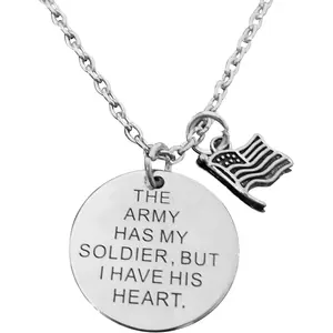 United States Army Chain Necklace, American Flag Pendant Charm, Gift for Military Parent Girlfriend Boyfriend Brother Sister (Silver)Valentine's Day gifts