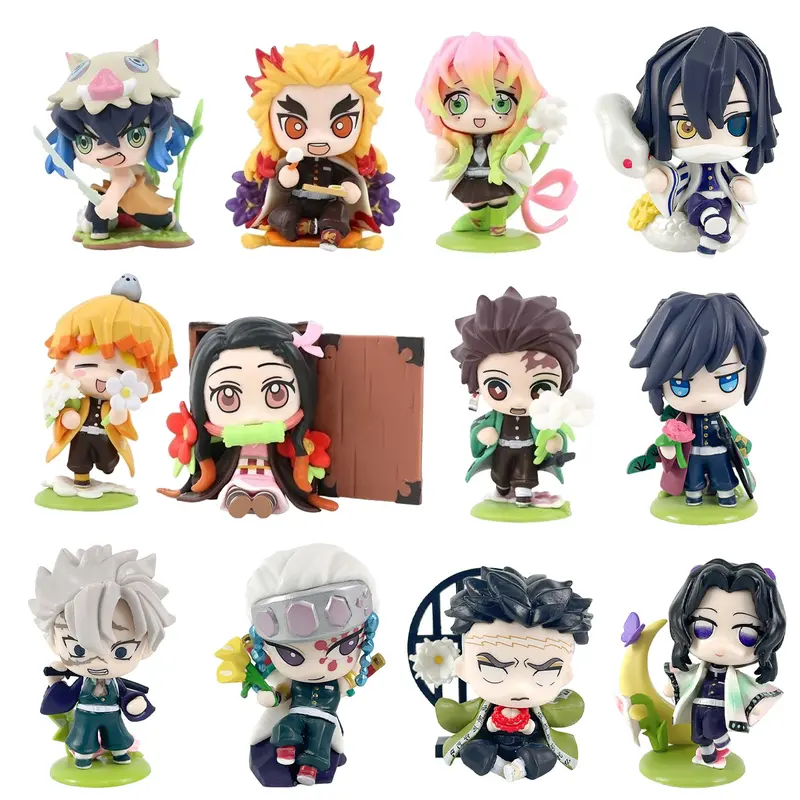 Set of 6 Anime Figures Set, Anime Stuff Assembled Action Figurine Toy Set for Nezuko Shinobu Tanjirou Inosuke Giyuu Fan Collection