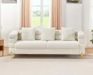 Sikaic 24 Inches Extra Deep Seat Sectional Modern Sofa White for Your Living Room Decor