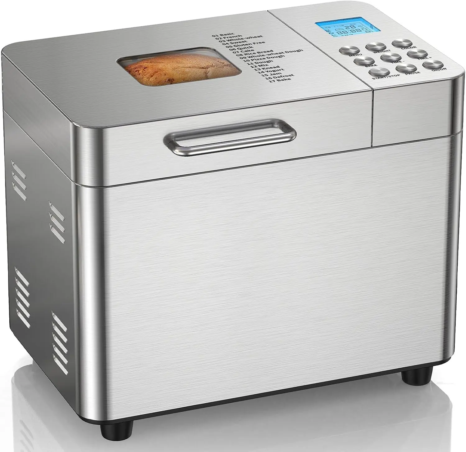 2LB Bread Maker, 17 in 1 Automatic Stainless Steel Bread Machine Easy Use Kitchen Family Mom Daughter Cooking Baking Fall Black Friday Deal Easy Bread Sweets dessert yard living room Installation Digital Modern Essential