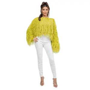 WOMEN FASHION FUZZY SEQUIN SWEATER