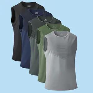 Men’s 3-pack breathable, lightweight sleeveless tank tops with a loose fit; quick-drying crew-neck sleeveless shirts for gym training and workouts