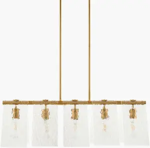 Mustard Modern Chandelier with glass details for dining or living rooms
