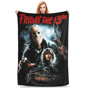 Friday 13th Halloween Movie 2024 Gift Blanket For Men Women Super Soft Warm Jason Voorhees  Throw Blankets Multiple Sizes "Halloween gift Dream Weave Home "