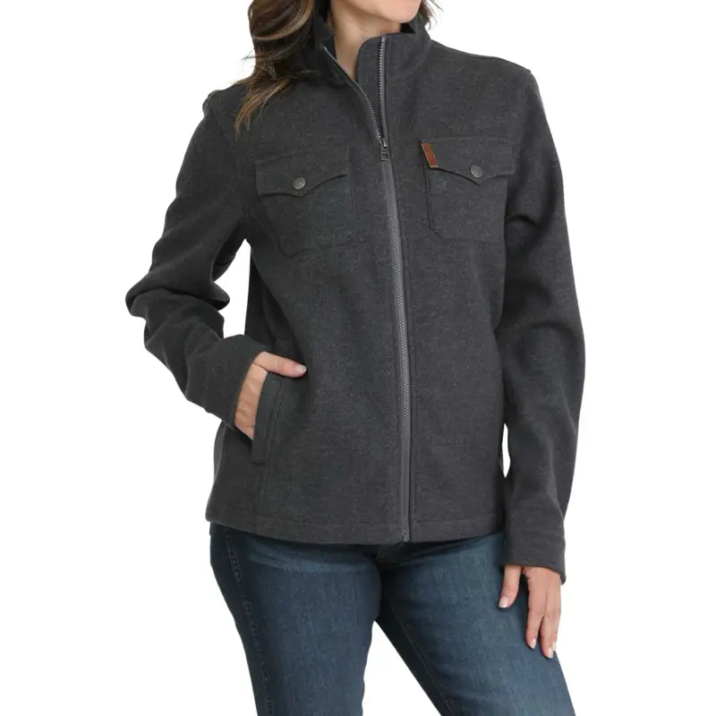 Cinch Women’s Charcoal Full Zip Jacket | Western Fleece Coat with Pockets