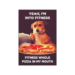 Fitness Whole Pizza In My Mouth Magnet - Dog Graphic with Pizza Design, Perfect for Fitness Enthusiasts and Dog Lovers