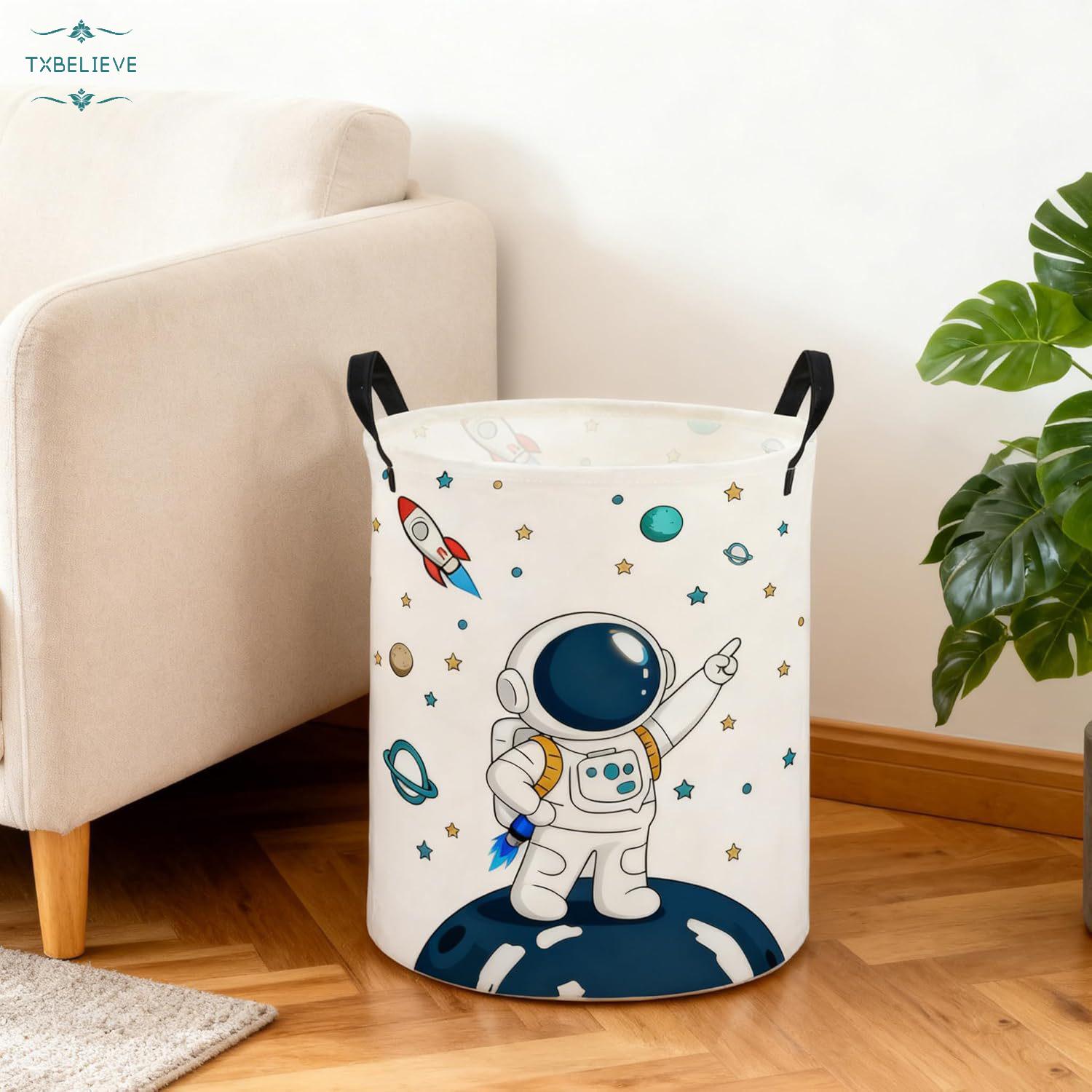 Kids Laundry Basket — Baseball/Astronaut-Themed Hamper for Dirty Clothes | Foldable, Waterproof Canvas Storage Bin for Boys | Cute Laundry Hamper & Gift Basket (Baseball Style / Astronaut Style)