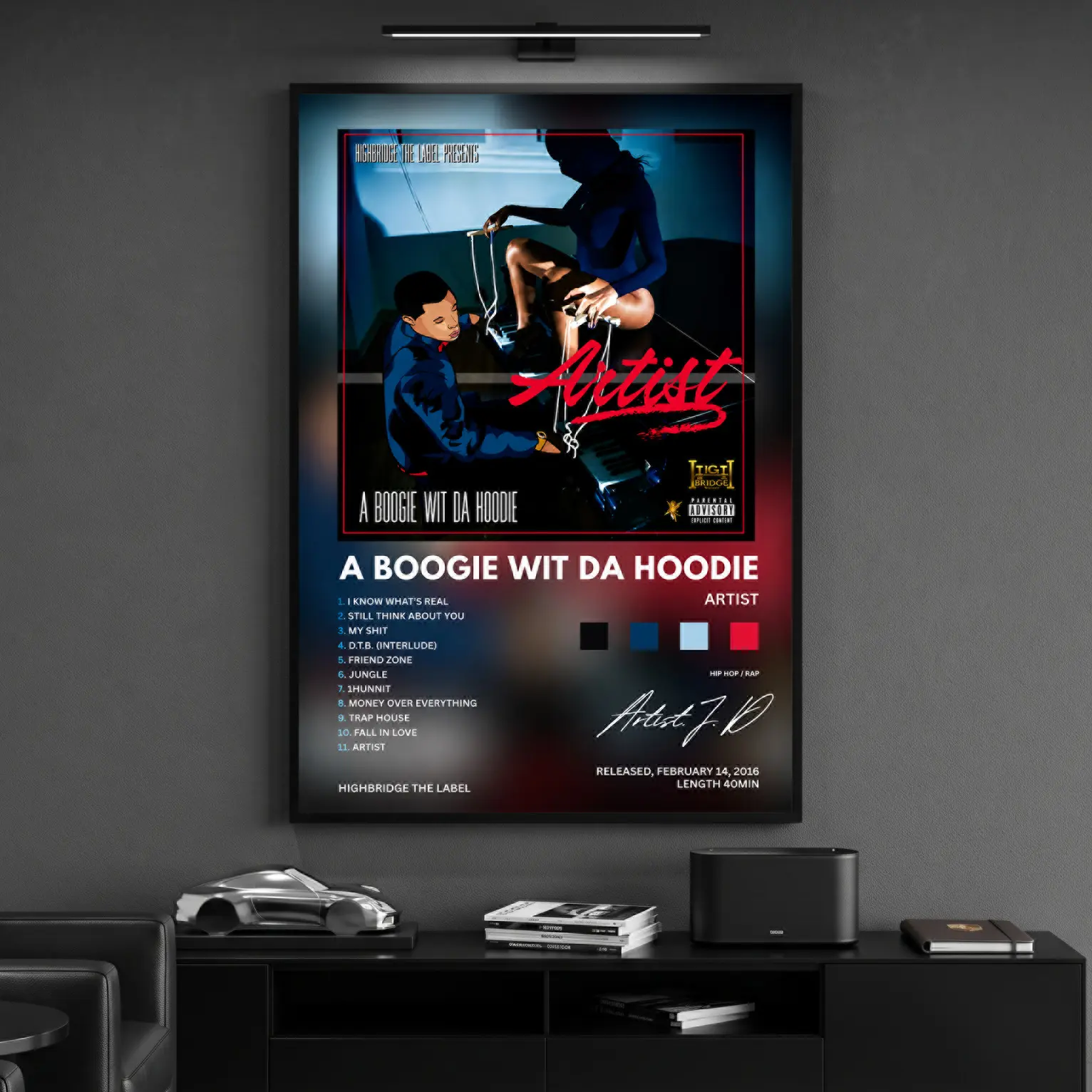 A Boogie Wit Da Hoodie Artist Album Cover Signed Rapper Music Posters Hip Hop Fan Bedroom Wall Hanging Decor