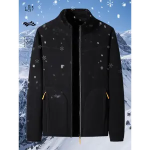 Sophie Rain Jacket Men's Warm Fleece-Lined Jacket - Casual Solid Color, Zip-Up with Stand Collar for Fall & Winter, Durable Woven Jacket Aesthetic umbrella  hat Women's Snow Garden Boots Collapsible Vampire Umbrella  Black Menswear Sleeve Coats Polyester