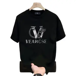 men's stylish pure cotton round-neck casual printed T-shirt, suitable for both men and women, perfect for fashionable and relaxed summer outfits.