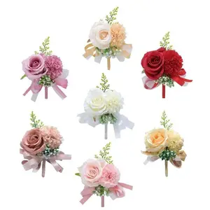 Boutonniere Flowers Artificial Corsage Rose Floral Shoulder Corsages Groomsmen Boutonniere For Wedding Ceremony Anniversary