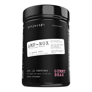 Project #1 AMP-NOX: Pre & Post Workout Powder to Boost Focus & Pump | Energizing Protein Drink for Gym Goers and Athletes | Stim-Free Muscle Primer - Instant Strength [40 Servings] - Gummy Bear
