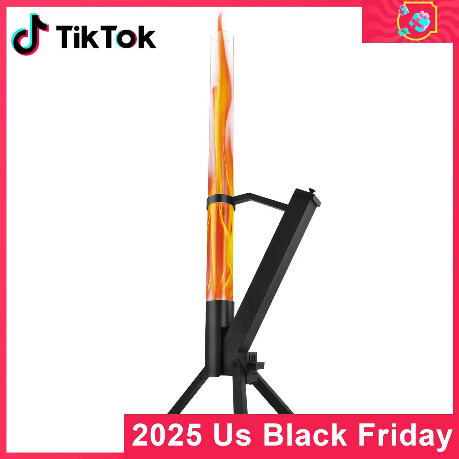 Portable Fire Pit,Patio Pellet Rocket Glass Tube for Outdoor,Wood Pellet Heater