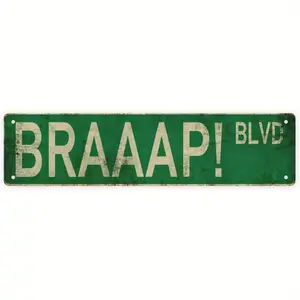 Braaap BLVD Street Motocross Motorcycle Racing Racer Rider Trials Off Road Dirt Bike Enduro Rally Mechanic Man Cave Garage Tin Plaque Wall Art Poster 4"x16" - Variant