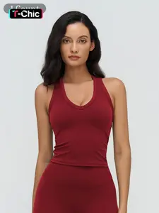 Women's V-Neck Yoga Tank Top, Cloud Feel Sports Bra, Tight-Fitting Workout Clothes for Running & Fitness, Outdoor Exercise Wear, Sleeveless Gym Tops