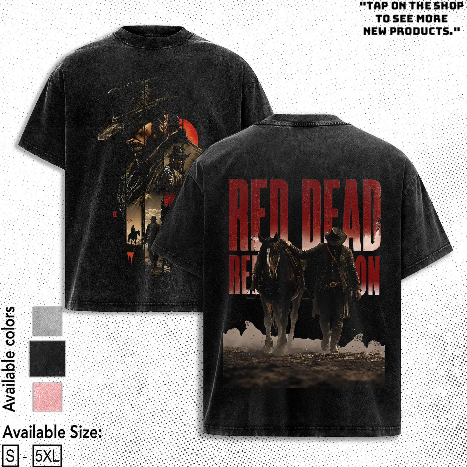 Red Dead Redemption 2 Vintage Washed Shirt, Heavyweight Western Gamer Graphic Tee, Oversized Streetwear Unisex T Shirt